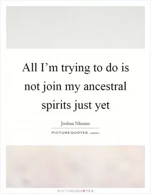 All I’m trying to do is not join my ancestral spirits just yet Picture Quote #1