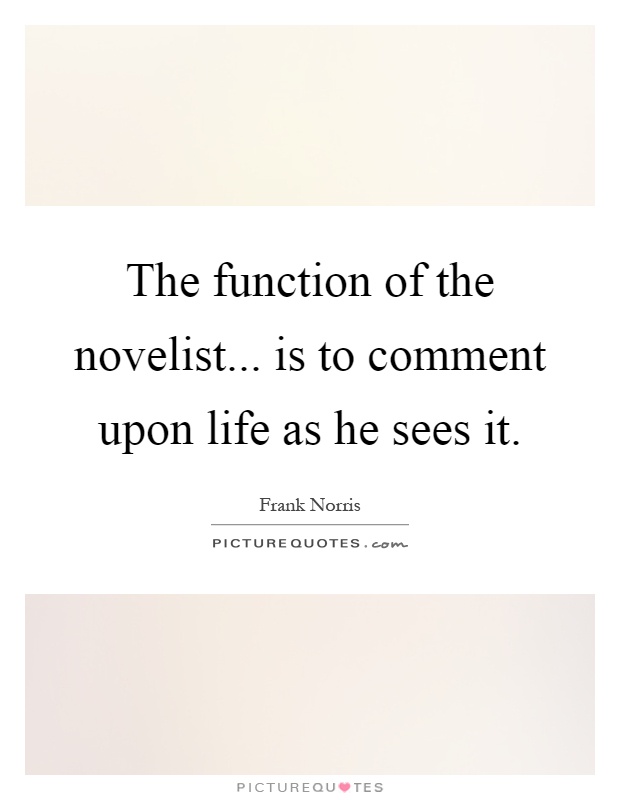 The function of the novelist... is to comment upon life as he sees it Picture Quote #1