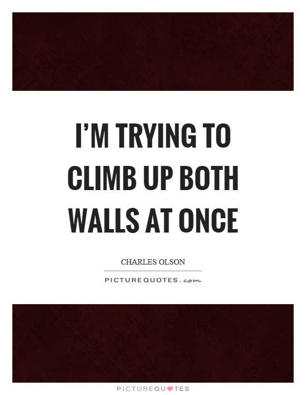 I'm trying to climb up both walls at once Picture Quote #1