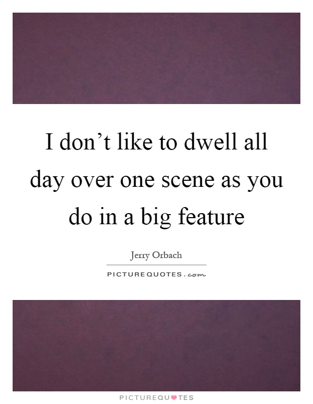 I don't like to dwell all day over one scene as you do in a big feature Picture Quote #1