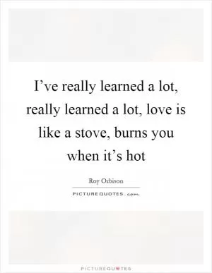 I’ve really learned a lot, really learned a lot, love is like a stove, burns you when it’s hot Picture Quote #1
