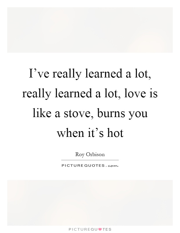 I've really learned a lot, really learned a lot, love is like a stove, burns you when it's hot Picture Quote #1