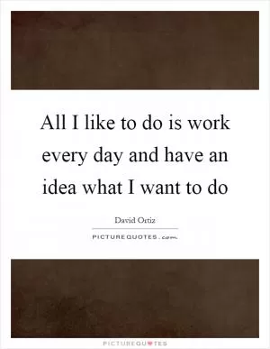 All I like to do is work every day and have an idea what I want to do Picture Quote #1
