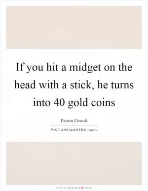 If you hit a midget on the head with a stick, he turns into 40 gold coins Picture Quote #1