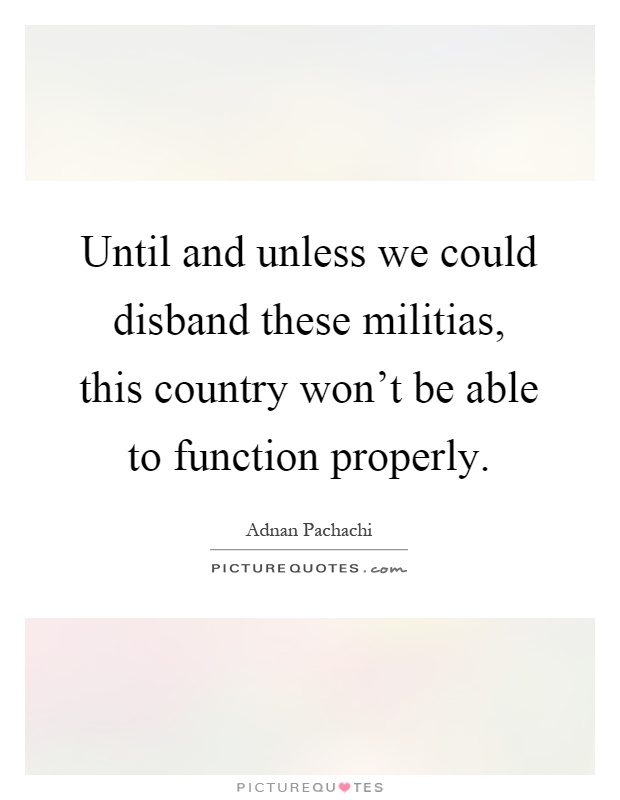 Until and unless we could disband these militias, this country won't be able to function properly Picture Quote #1