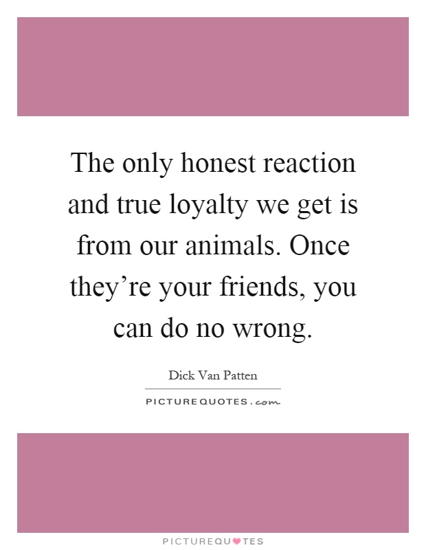 The only honest reaction and true loyalty we get is from our animals. Once they're your friends, you can do no wrong Picture Quote #1