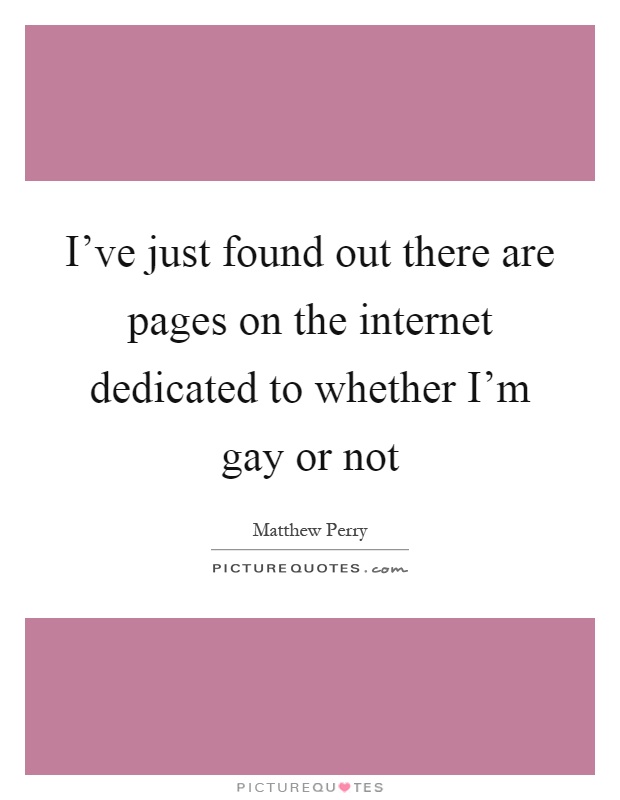 I've just found out there are pages on the internet dedicated to whether I'm gay or not Picture Quote #1