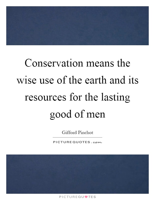 Conservation means the wise use of the earth and its resources for the lasting good of men Picture Quote #1