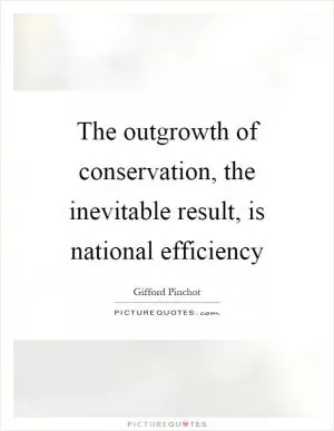 The outgrowth of conservation, the inevitable result, is national efficiency Picture Quote #1