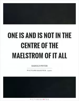 One is and is not in the centre of the maelstrom of it all Picture Quote #1