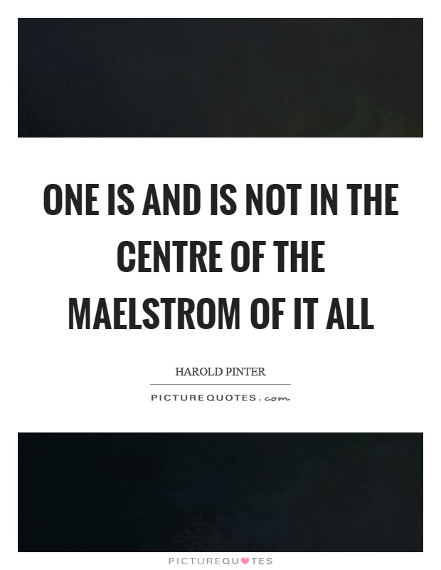 One is and is not in the centre of the maelstrom of it all Picture Quote #1