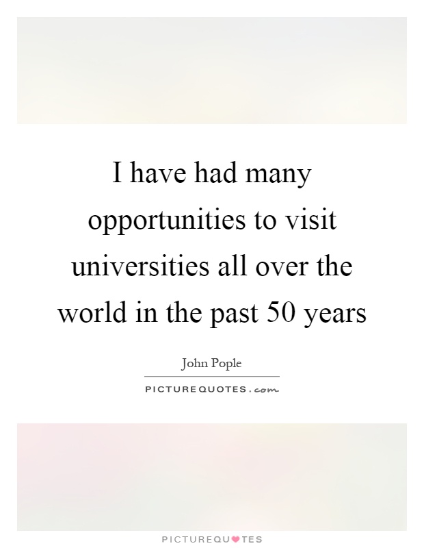 I have had many opportunities to visit universities all over the world in the past 50 years Picture Quote #1