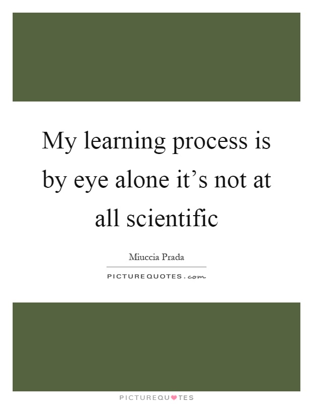My learning process is by eye alone it's not at all scientific Picture Quote #1