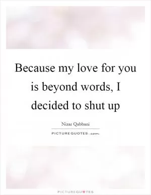 Because my love for you is beyond words, I decided to shut up Picture Quote #1
