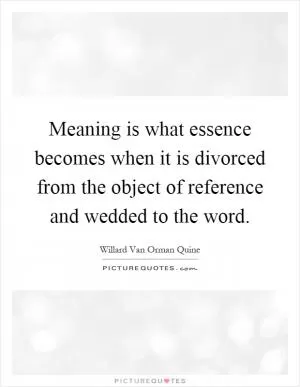Meaning is what essence becomes when it is divorced from the object of reference and wedded to the word Picture Quote #1