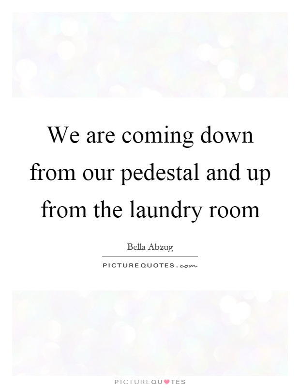 We are coming down from our pedestal and up from the laundry room Picture Quote #1