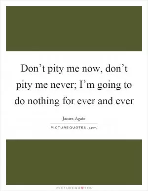 Don’t pity me now, don’t pity me never; I’m going to do nothing for ever and ever Picture Quote #1