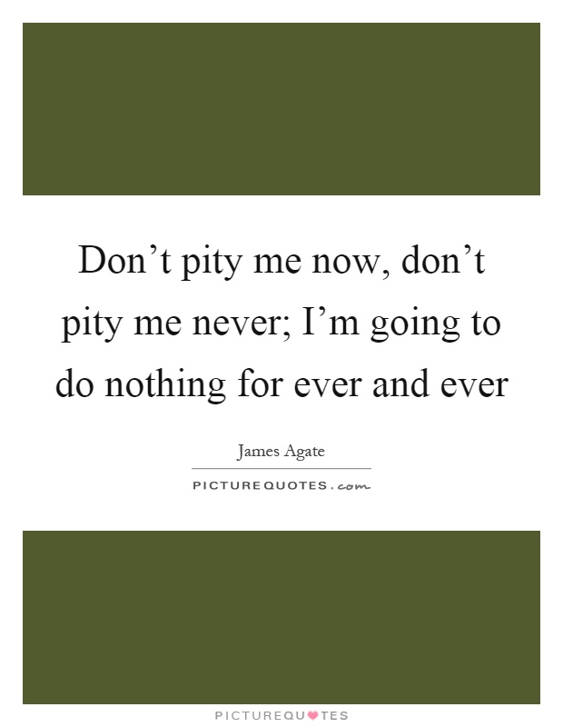 Don't pity me now, don't pity me never; I'm going to do nothing for ever and ever Picture Quote #1