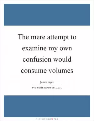 The mere attempt to examine my own confusion would consume volumes Picture Quote #1