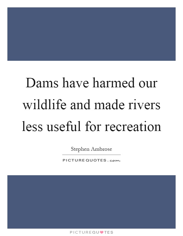 Dams have harmed our wildlife and made rivers less useful for recreation Picture Quote #1