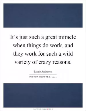 It’s just such a great miracle when things do work, and they work for such a wild variety of crazy reasons Picture Quote #1