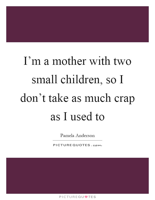 I'm a mother with two small children, so I don't take as much crap as I used to Picture Quote #1