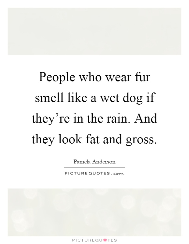 People who wear fur smell like a wet dog if they're in the rain. And they look fat and gross Picture Quote #1