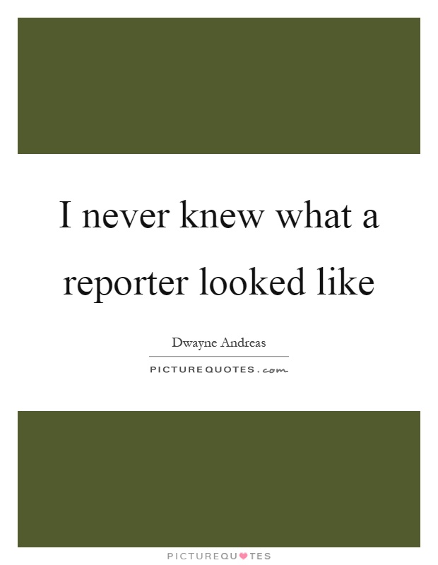 I never knew what a reporter looked like Picture Quote #1