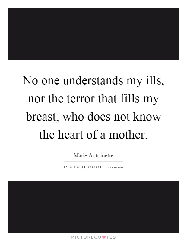 No one understands my ills, nor the terror that fills my breast, who does not know the heart of a mother Picture Quote #1