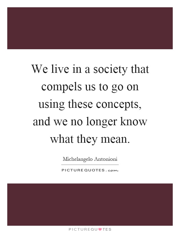 We live in a society that compels us to go on using these concepts, and we no longer know what they mean Picture Quote #1