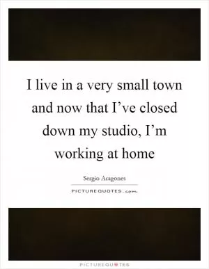 I live in a very small town and now that I’ve closed down my studio, I’m working at home Picture Quote #1