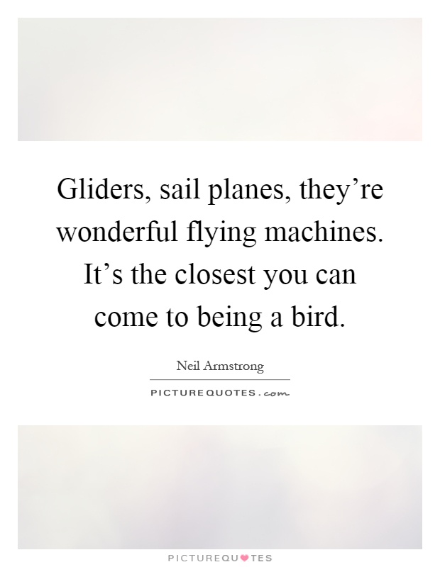 Gliders, sail planes, they're wonderful flying machines. It's the closest you can come to being a bird Picture Quote #1
