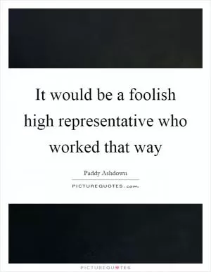 It would be a foolish high representative who worked that way Picture Quote #1