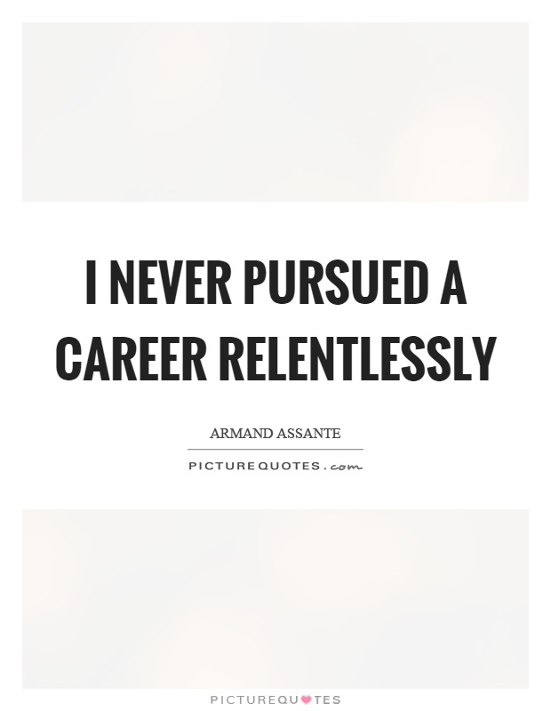 I never pursued a career relentlessly Picture Quote #1
