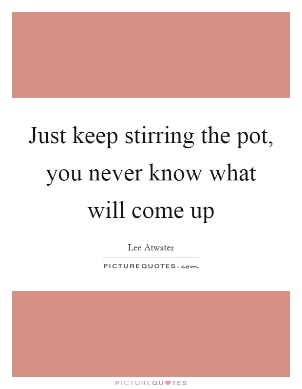 Just keep stirring the pot, you never know what will come up Picture Quote #1