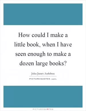 How could I make a little book, when I have seen enough to make a dozen large books? Picture Quote #1