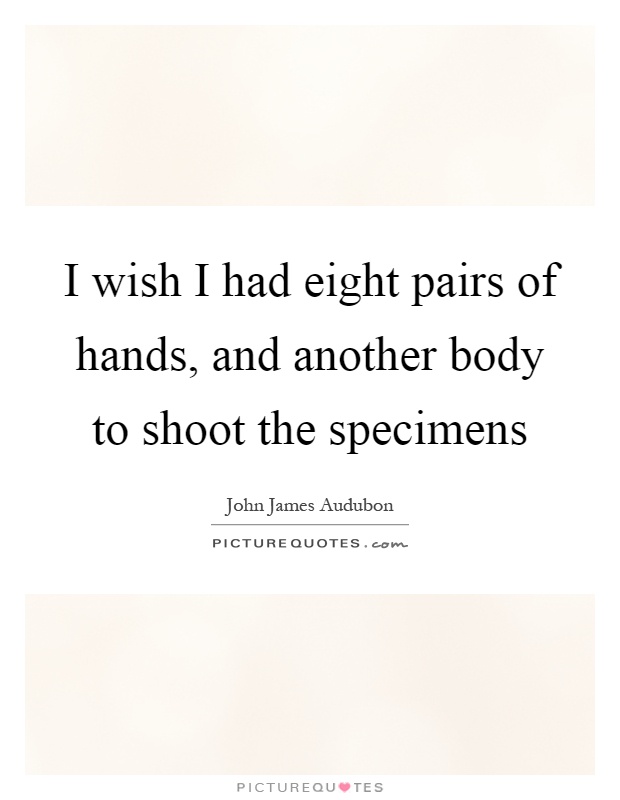 I wish I had eight pairs of hands, and another body to shoot the specimens Picture Quote #1