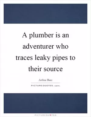 A plumber is an adventurer who traces leaky pipes to their source Picture Quote #1