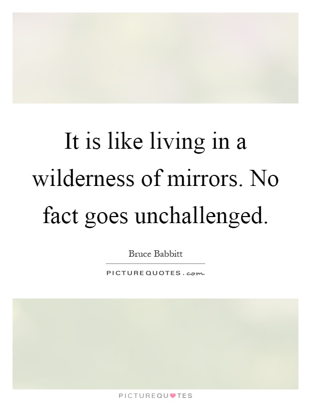 It is like living in a wilderness of mirrors. No fact goes unchallenged Picture Quote #1