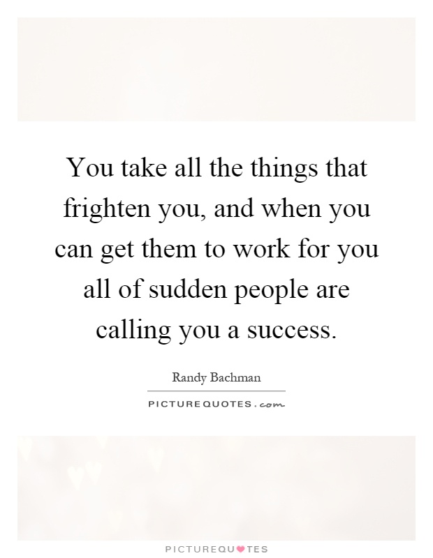 You take all the things that frighten you, and when you can get them to work for you all of sudden people are calling you a success Picture Quote #1