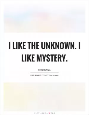 I like the unknown. I like mystery Picture Quote #1