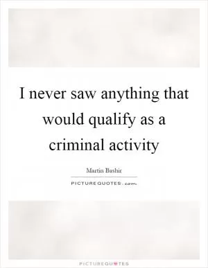 I never saw anything that would qualify as a criminal activity Picture Quote #1