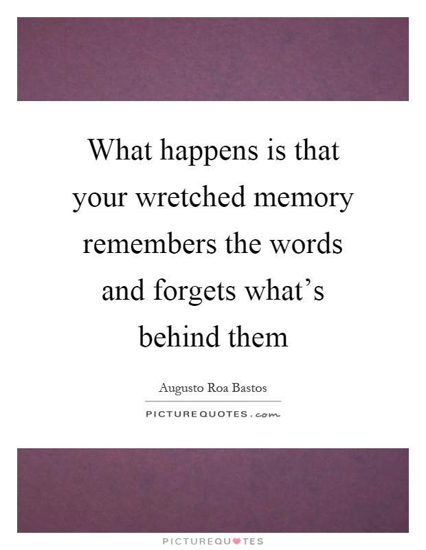 What happens is that your wretched memory remembers the words and forgets what's behind them Picture Quote #1