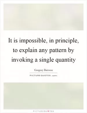 It is impossible, in principle, to explain any pattern by invoking a single quantity Picture Quote #1