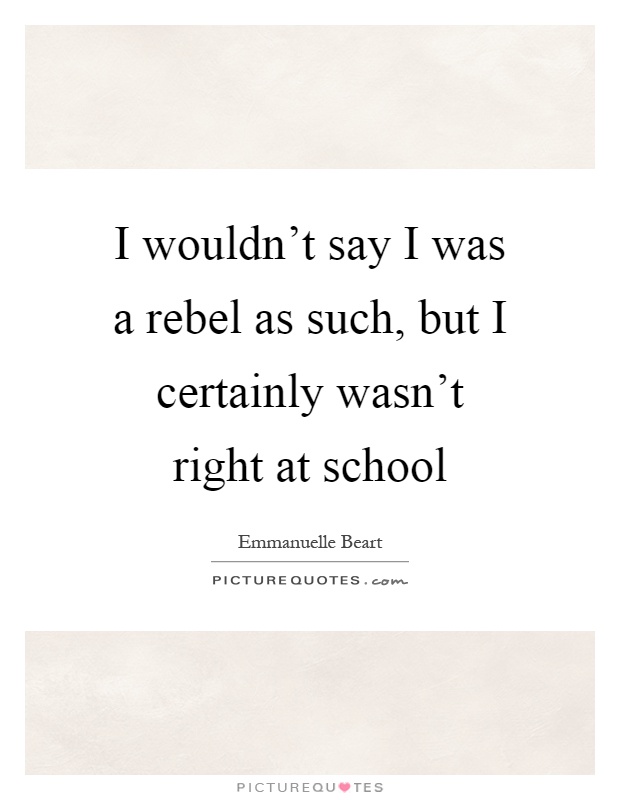 I wouldn't say I was a rebel as such, but I certainly wasn't right at school Picture Quote #1