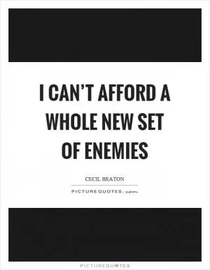I can’t afford a whole new set of enemies Picture Quote #1