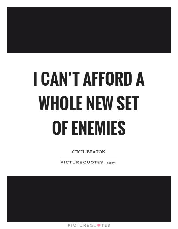I can't afford a whole new set of enemies Picture Quote #1