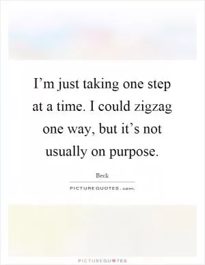 I’m just taking one step at a time. I could zigzag one way, but it’s not usually on purpose Picture Quote #1
