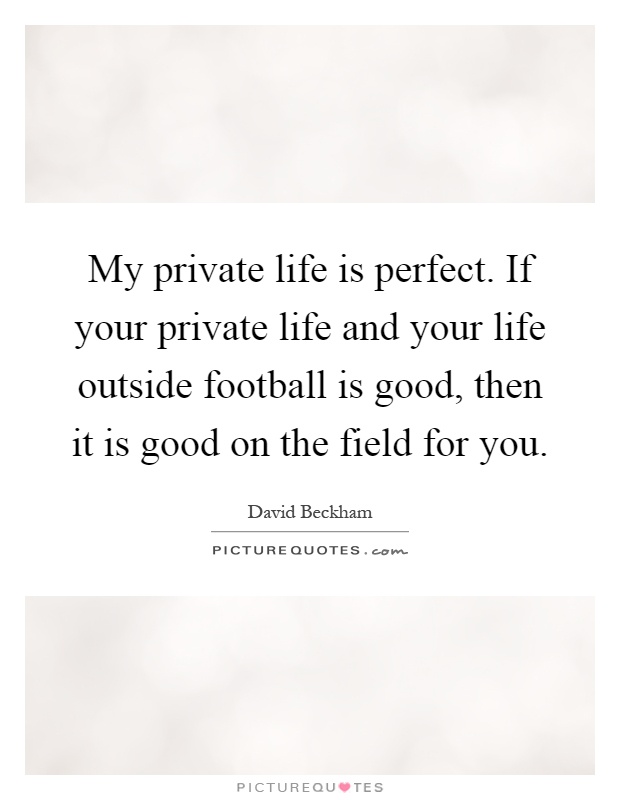 My private life is perfect. If your private life and your life outside football is good, then it is good on the field for you Picture Quote #1