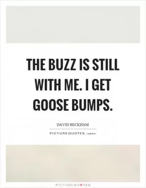 The buzz is still with me. I get goose bumps Picture Quote #1